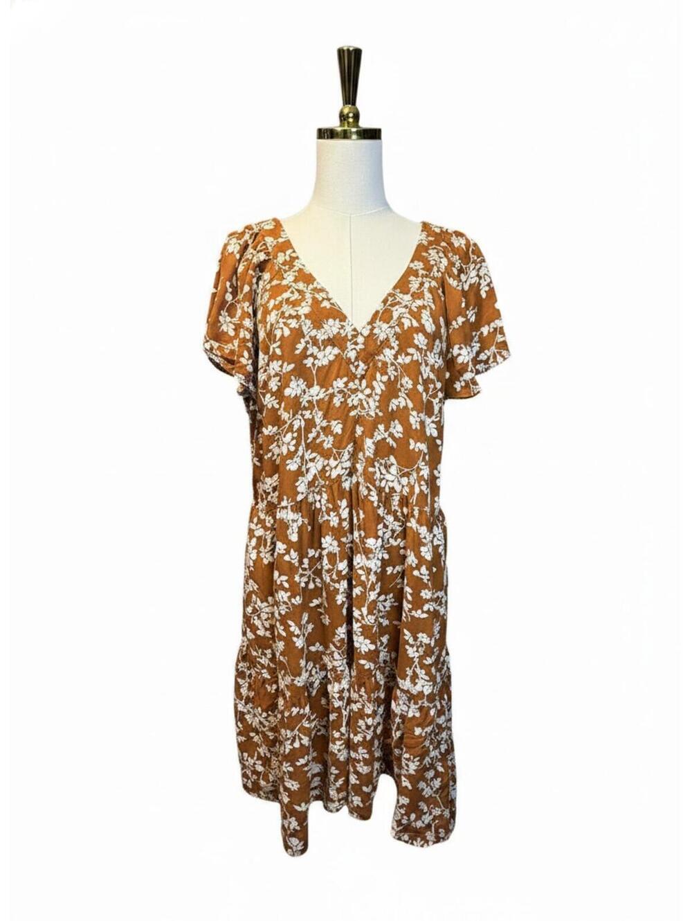 old navy brown floral dress | Dresses | Old Navy Rust Orange And Beige Designed Tier Sun Size Xl Dress (1 Pc.):L Discover this brown floral Included-LDW26 Dress to feel your